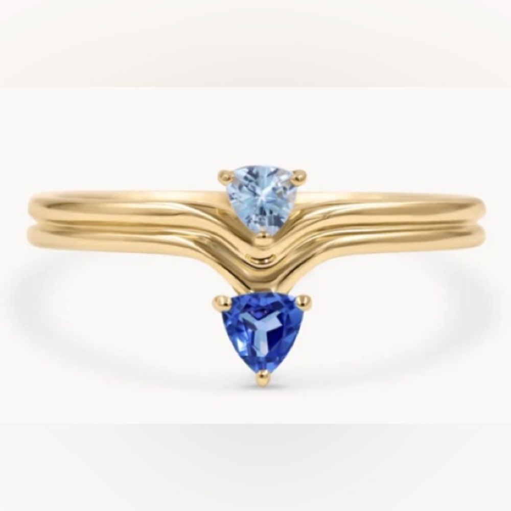 Trillion Tanzanite Aqua Ring by Audrey Rose